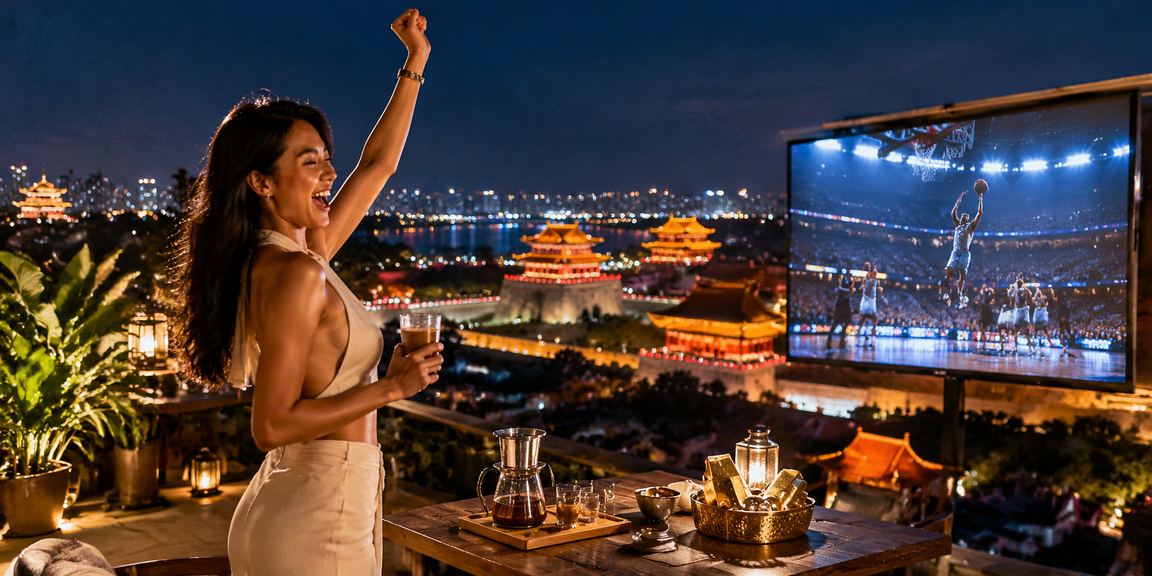 Người dùng tại Huế uống cà phê và theo dõi phân tích cá cược bóng rổ trên màn hình