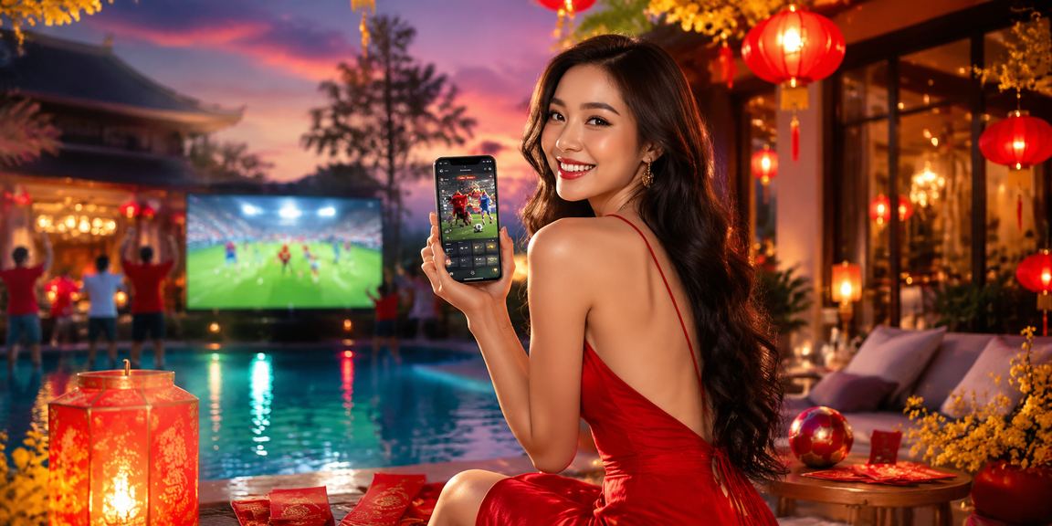 Đèn lồng và phong bao đỏ Huế tượng trưng cho may mắn trong dịp lễ kết hợp chủ đề casino
